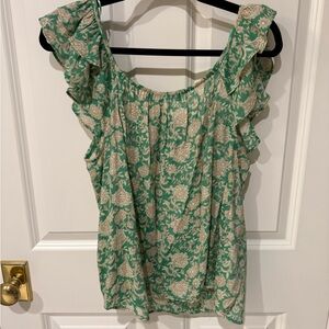 Floral Green and Cream Women's Top